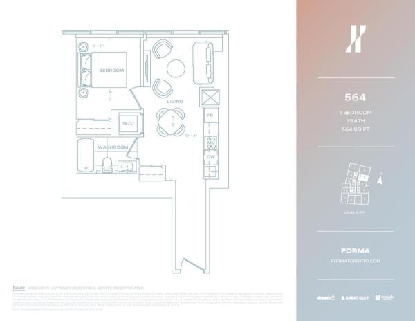 564 sqft 1 Bed - East Lvl 8-37