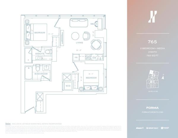 765 sqft 2 Bed + Media - North East Lvl 41-59